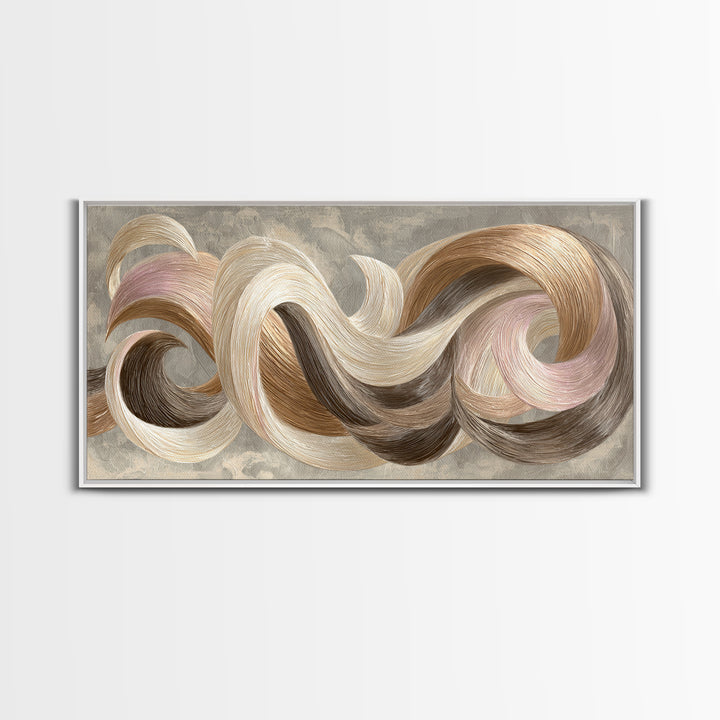 Abstract Hair Strands Forming Elegant Waves Canvas Print, Hair Salon Art, Afrocentric Art, Living Room Decor, Fine Art, Style, HSA-2x1-71