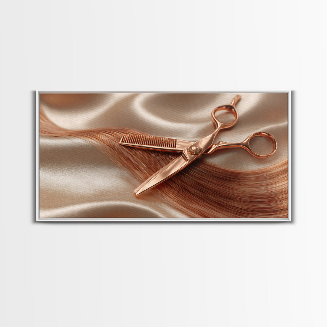 Rose Gold Salon Tool Still Life Canvas Print, Hair Salon Art, Wall Art, Living Room Decor, Fine Art, Style, Minimalist Wall Art, HSA-2x1-82