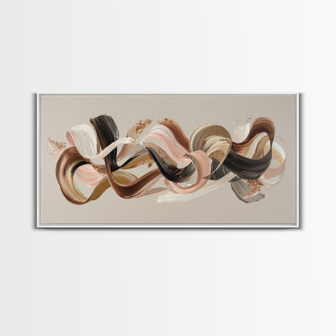 Hair Strands Turning into Abstract Ribbons Canvas Print, Hair Salon Art, Black Wall Art, Living Room Decor, Fine Art, Style, HSA-2x1-89