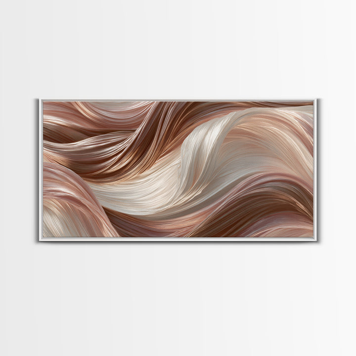 Abstract Hair Strands Forming Elegant Waves Framed Canvas Print, Hair Salon Art, Salon, Living Room Decor, Fine Art, Style, HSA-2x1-95