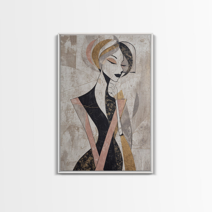 Black and White Line Art Salon Figure Canvas Print, Hair Salon Art, Home Decor, Living Room Decor, Fine Art, Style, HSA-2x3-15