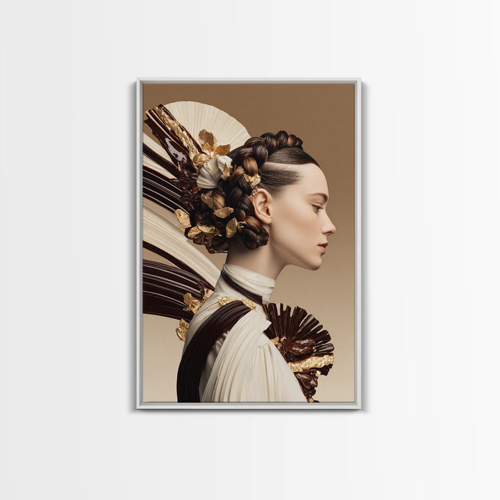 Braided Hairstyle Study Framed Canvas Print, Hair Salon Art, Gallery Decor, Living Room Decor, Fine Art, Style, Wall Art, HSA-2x3-19