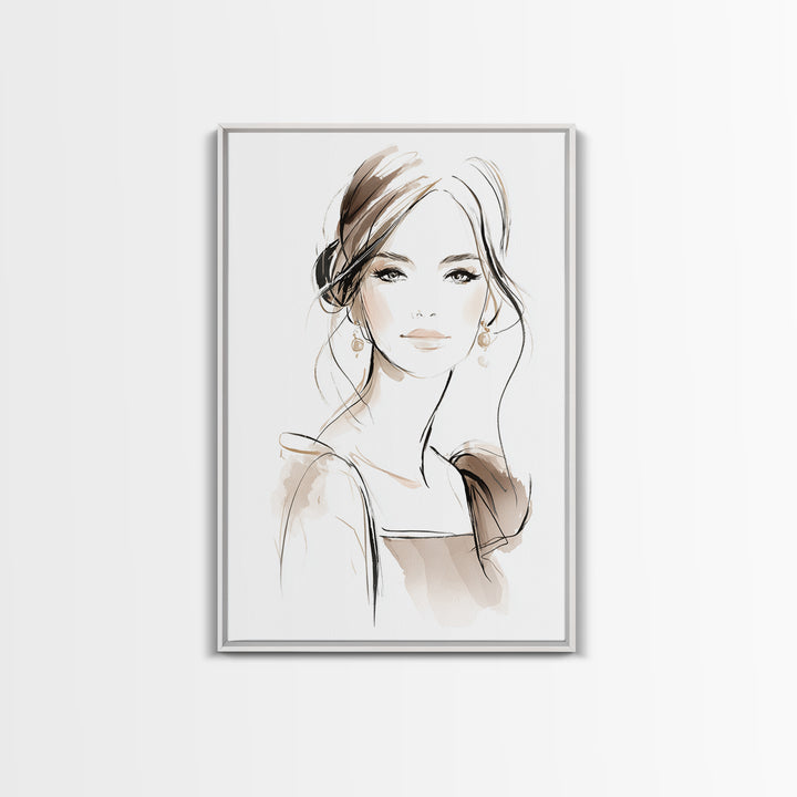 Black and White Line Art Salon Figure Canvas Print, Hair Salon Art, Minimalist Decor, Living Room Decor, Oil Painting, Style, HSA-2x3-39