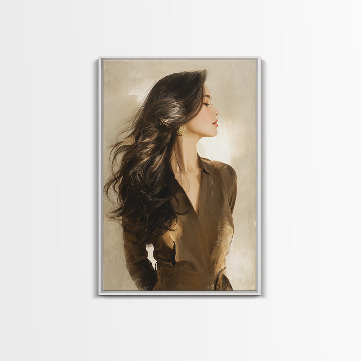 Fashion Portrait with Flowing Glossy Hair Canvas Print, Hair Salon Art, African American Art, Living Room Decor, Style, HSA-2x3-57