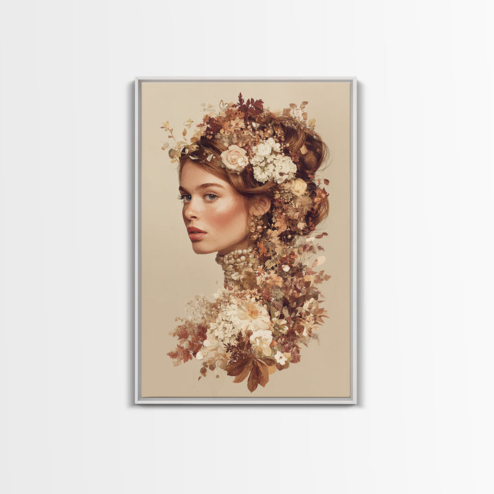 Botanical Hairstyle Portrait Canvas Print, Hair Salon Art, Digital Art, Living Room Decor, Style, Digital Download Art, HSA-2x3-86