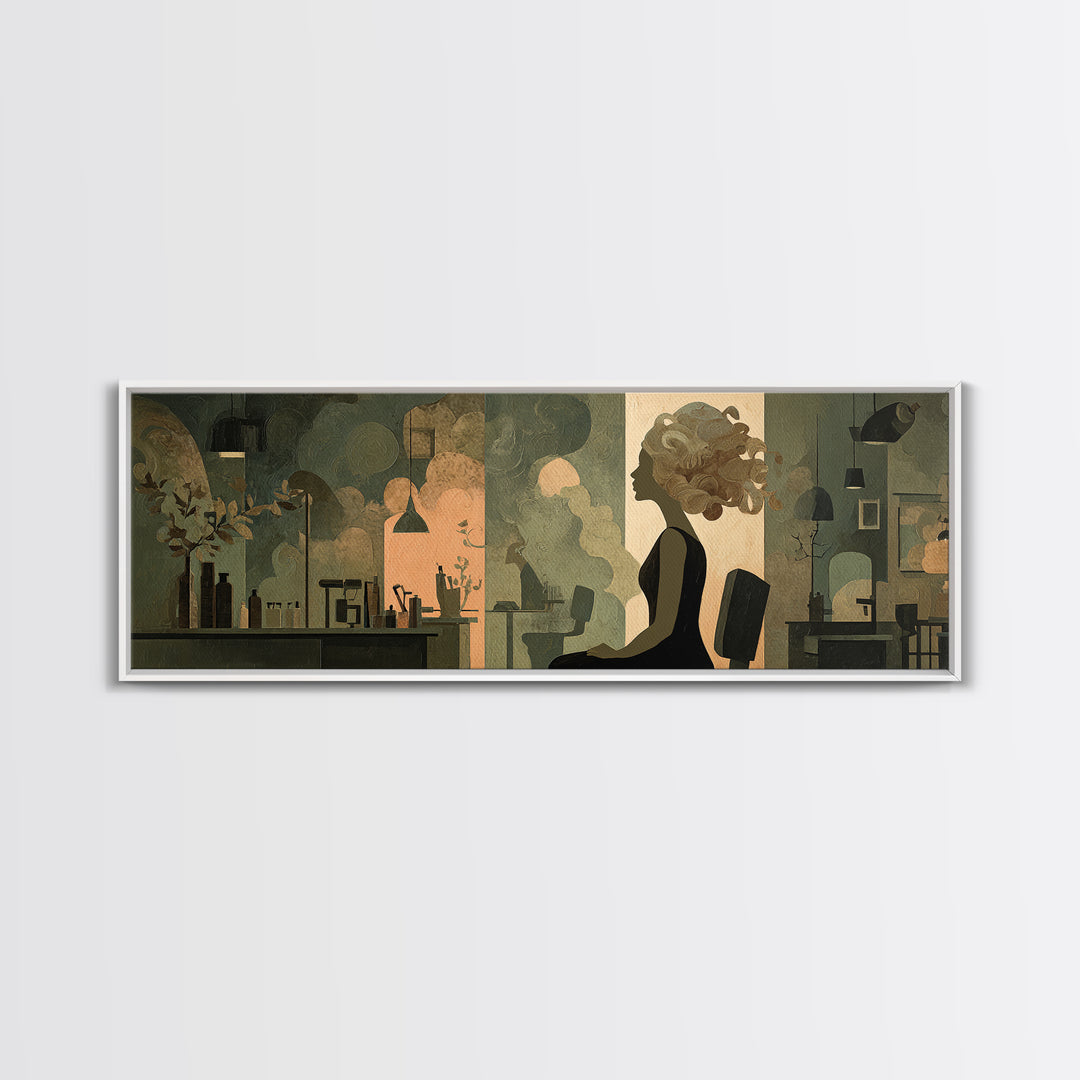 Copper Hair Silhouette Framed Canvas Print, Hair Salon Art, Art Print, Living Room Decor, Fine Art, Style, Black Owned Art, HSA-3x1-2