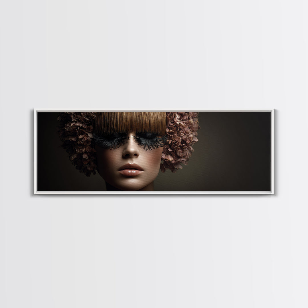 Glamour Face Portrait Canvas Print, Hair Salon Art, Hairdresser Gift, Living Room Decor, Fine Art, Style, Textured Painting, HSA-3x1-24