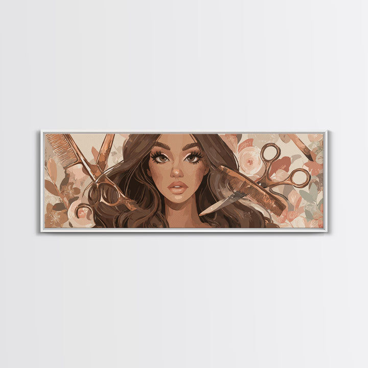 Glamour Face Portrait Canvas Print, Hair Salon Art, Luxury Decor, Living Room Decor, Fine Art, Style, Printable Wall Art, HSA-3x1-48