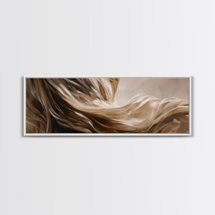 Blonde Waves Painted Framed Canvas Print, Hair Salon Art, Textured Painting, Living Room Decor, Fine Art, Style, Black Art, HSA-3x1-56
