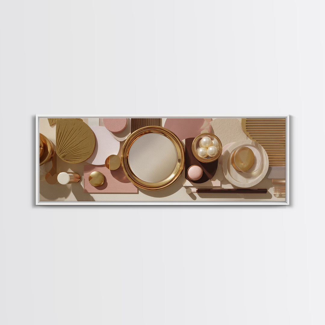 Baroque Mirror and Comb Still Life Framed Canvas Print, Hair Salon Art, Black Girl Art, Living Room Decor, Fine Art, Style, HSA-3x1-57