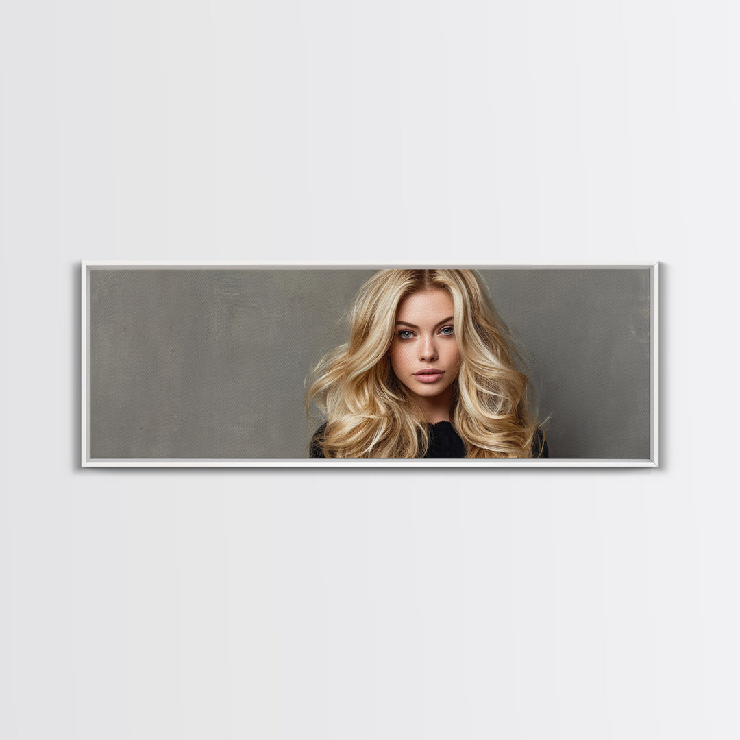 Blonde Waves Painted Canvas Print, Hair Salon Art, Afrocentric Art, Living Room Decor, Fine Art, Style, Statement Artwork, HSA-3x1-8