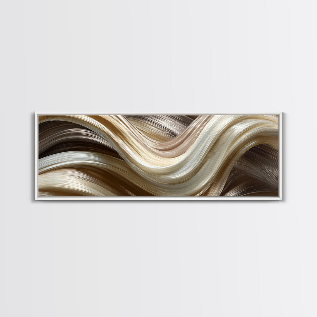 Abstract Hair Strands Forming Elegant Waves Canvas Print, Hair Salon Art, Room Decor, Living Room Decor, Abstract Art, Style, HSA-3x1-91