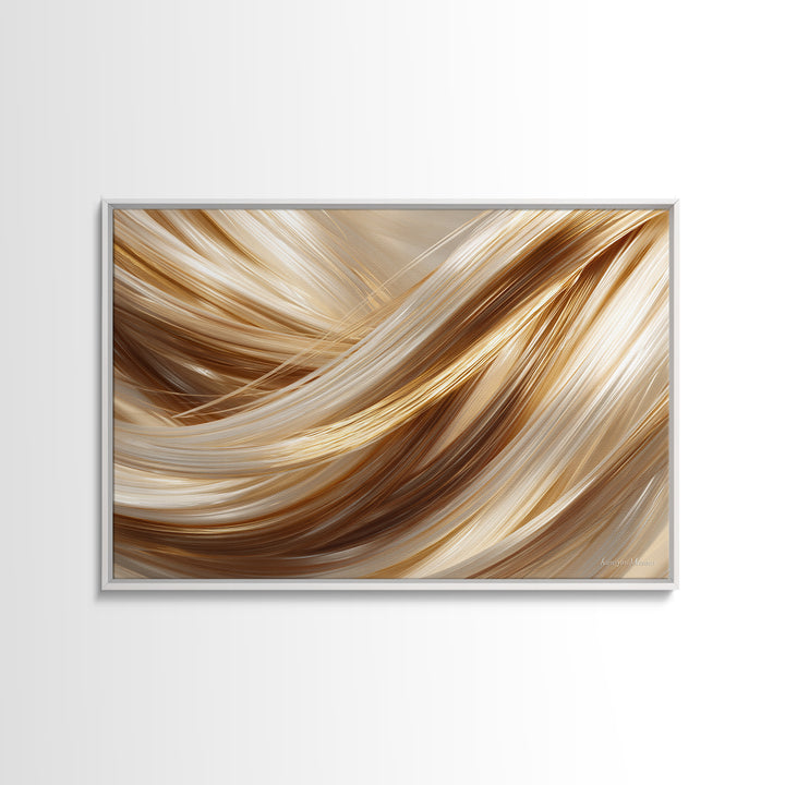 Hair Strands Turning into Abstract Ribbons Canvas Print, Hair Salon Art, Minimalist Wall Art, Living Room Decor, Abstract Art, HSA-3x2-1