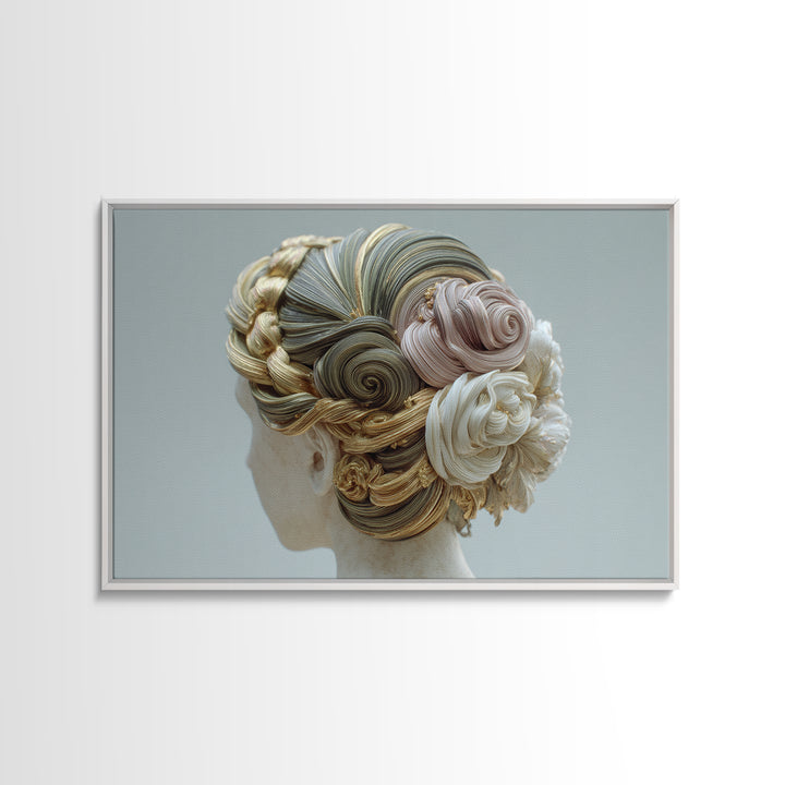Braided Hairstyle Study Framed Canvas Print, Hair Salon Art, Black Art, Living Room Decor, Fine Art, Style, Black Girl Art, HSA-3x2-15