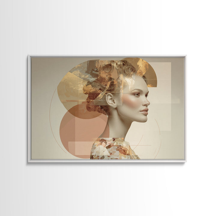 Mod 1960s Beauty Portrait Framed Canvas Print, Hair Salon Art, Black Woman Art, Living Room Decor, Style, Hairdresser Gifts, HSA-3x2-23