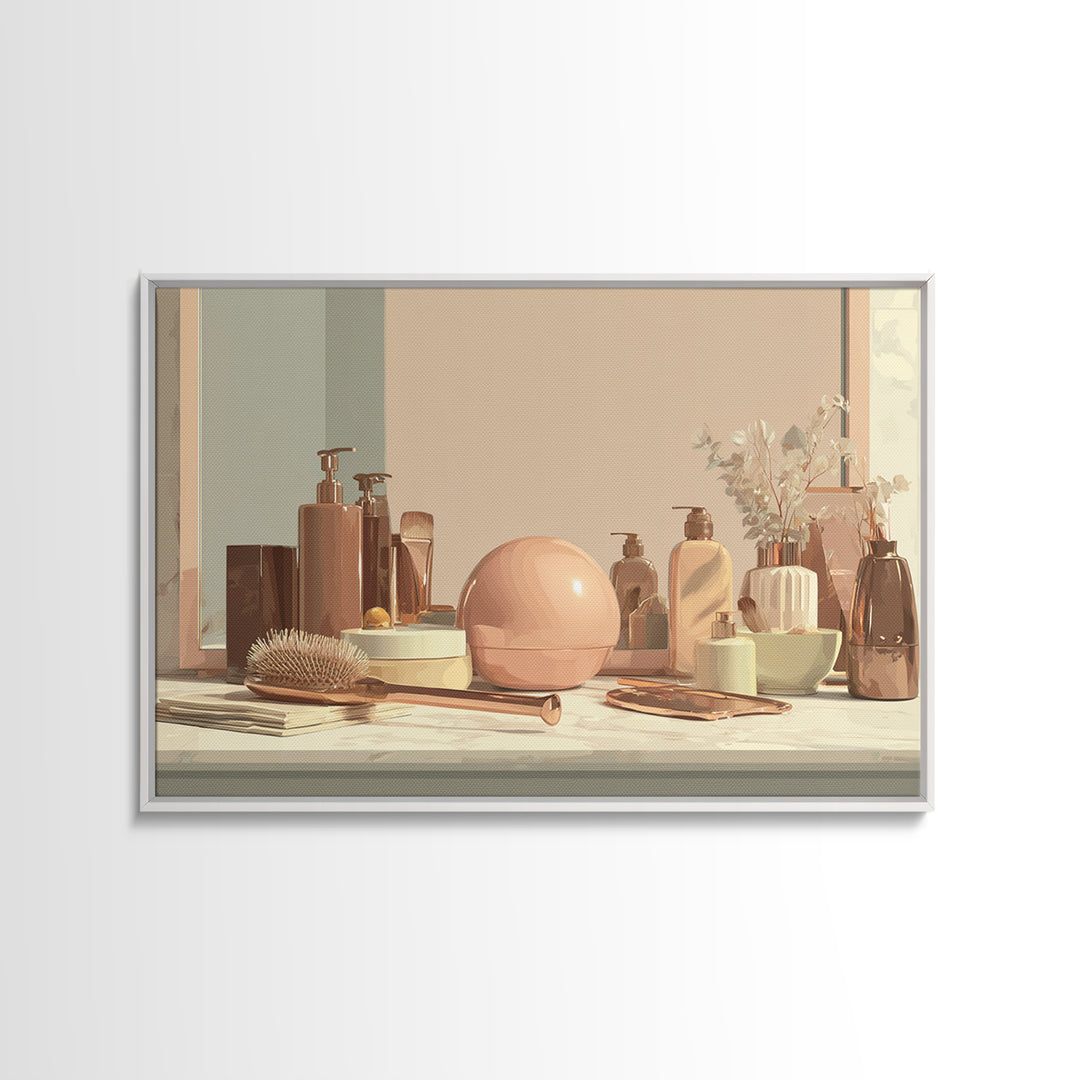 Rose Gold Salon Tool Still Life Canvas Print, Hair Salon Art, African American Art, Living Room Decor, Fine Art, Style, HSA-3x2-42