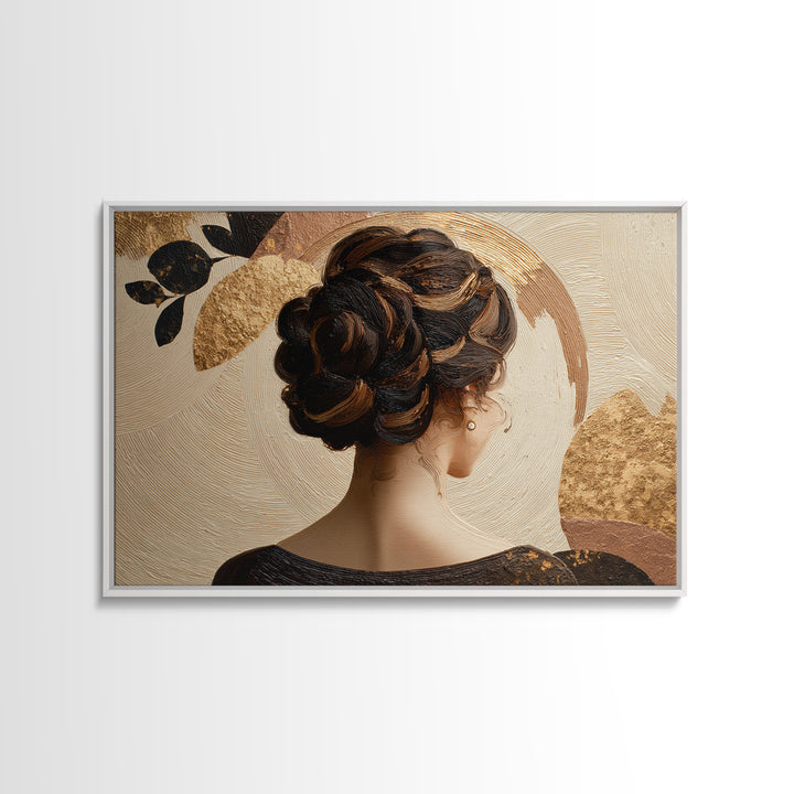Braided Hairstyle Study Framed Canvas Print, Hair Salon Art, Black Wall Art, Living Room Decor, Style, Afrocentric Art, HSA-3x2-63