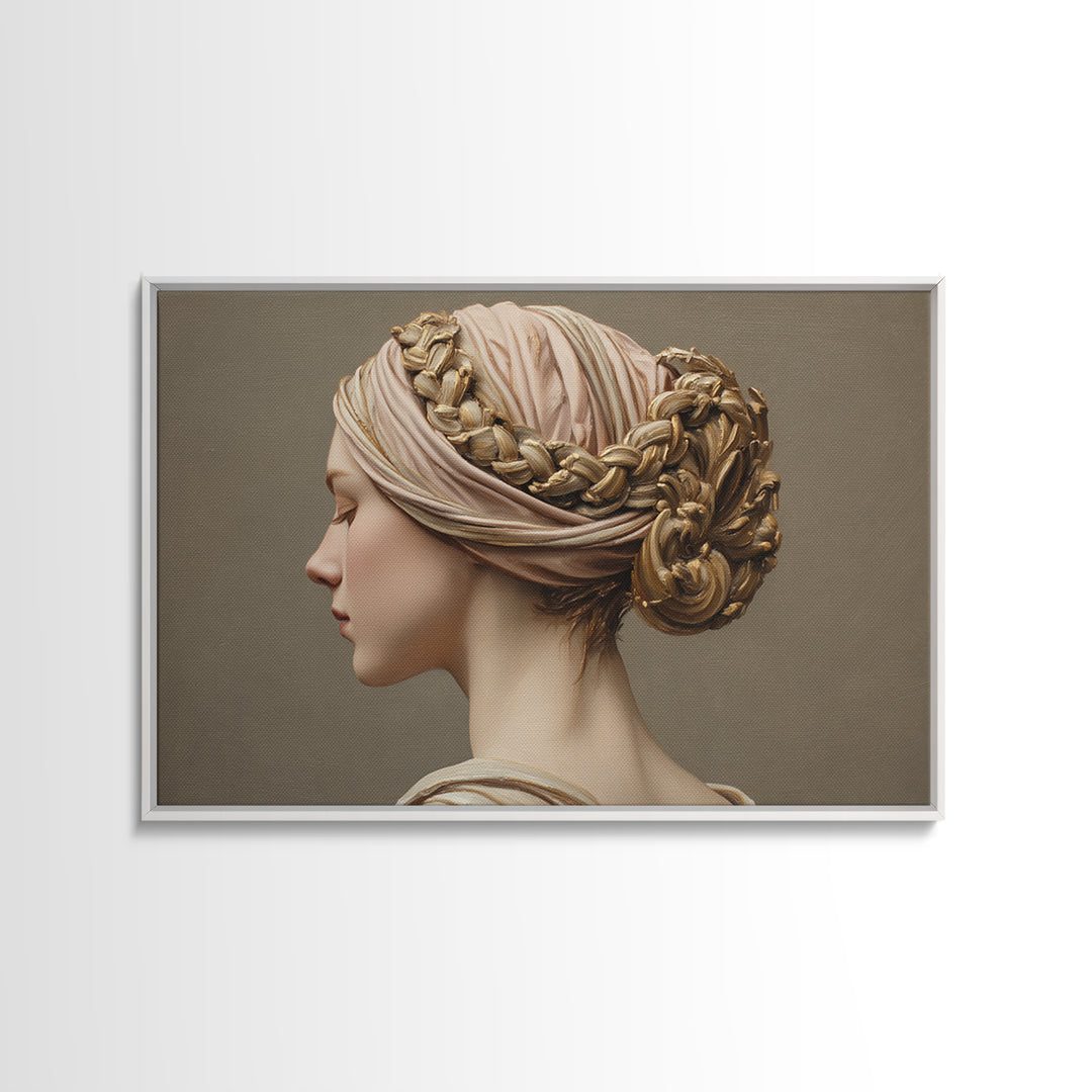 Braided Hairstyle Study Framed Canvas Print, Hair Salon Art, Modern Decor, Living Room Decor, Fine Art, Style, Wall Decor, HSA-3x2-87