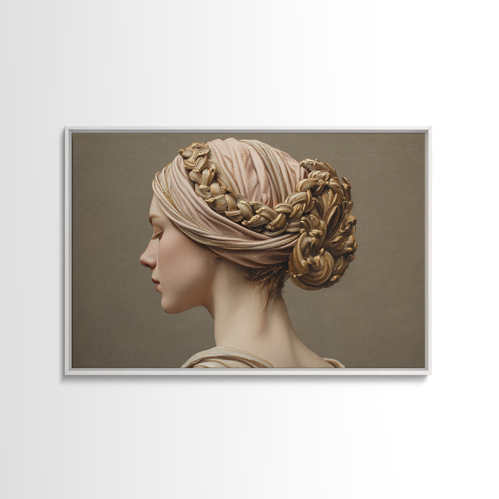 Braided Hairstyle Study Framed Canvas Print, Hair Salon Art, Modern Decor, Living Room Decor, Fine Art, Style, Wall Decor, HSA-3x2-87