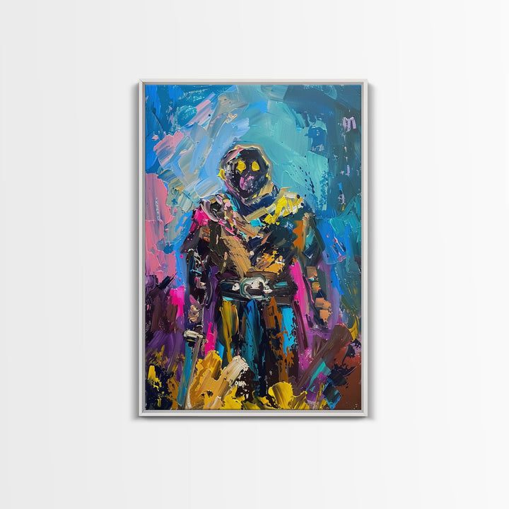 Colorful Abstract Skeleton Warrior - Unique Skeleton Art - Halloween Skeleton Print - Spooky Warrior Skeleton Decor