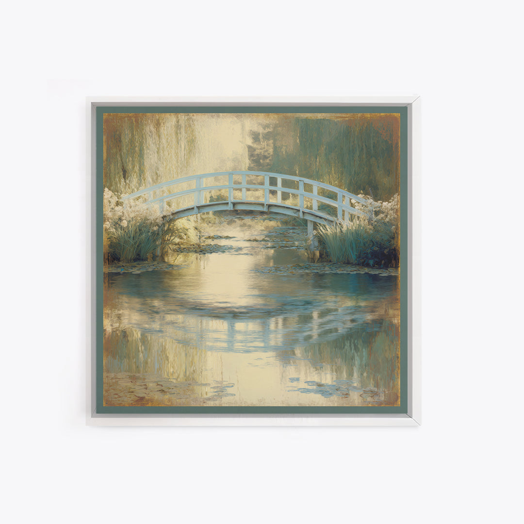 Water Garden Bridge Canvas Print, Impressionist Art, Abstract Painting, Living Room Decor, Fine Art, Impression, Modern Decor, IMP-1x1-18