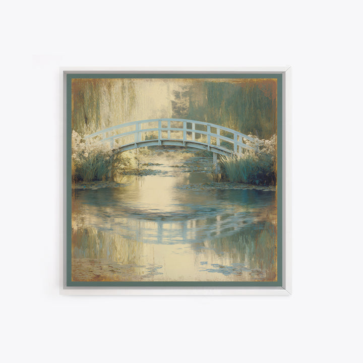 Water Garden Bridge Canvas Print, Impressionist Art, Abstract Painting, Living Room Decor, Fine Art, Impression, Modern Decor, IMP-1x1-18