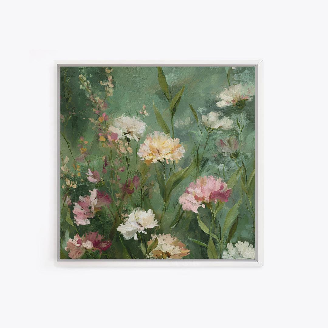 Wildflower Field in Loose Pastel Strokes Framed Canvas Print, Impressionist Art, Gallery Decor, Living Room Decor, Impression, IMP-1x1-32