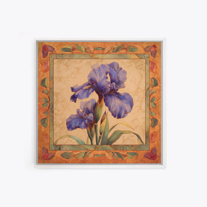 Iris Garden with Blue Violet Strokes Framed Canvas Print, Impressionist Art, Textured Wall Art, Living Room Decor, Impression, IMP-1x1-44