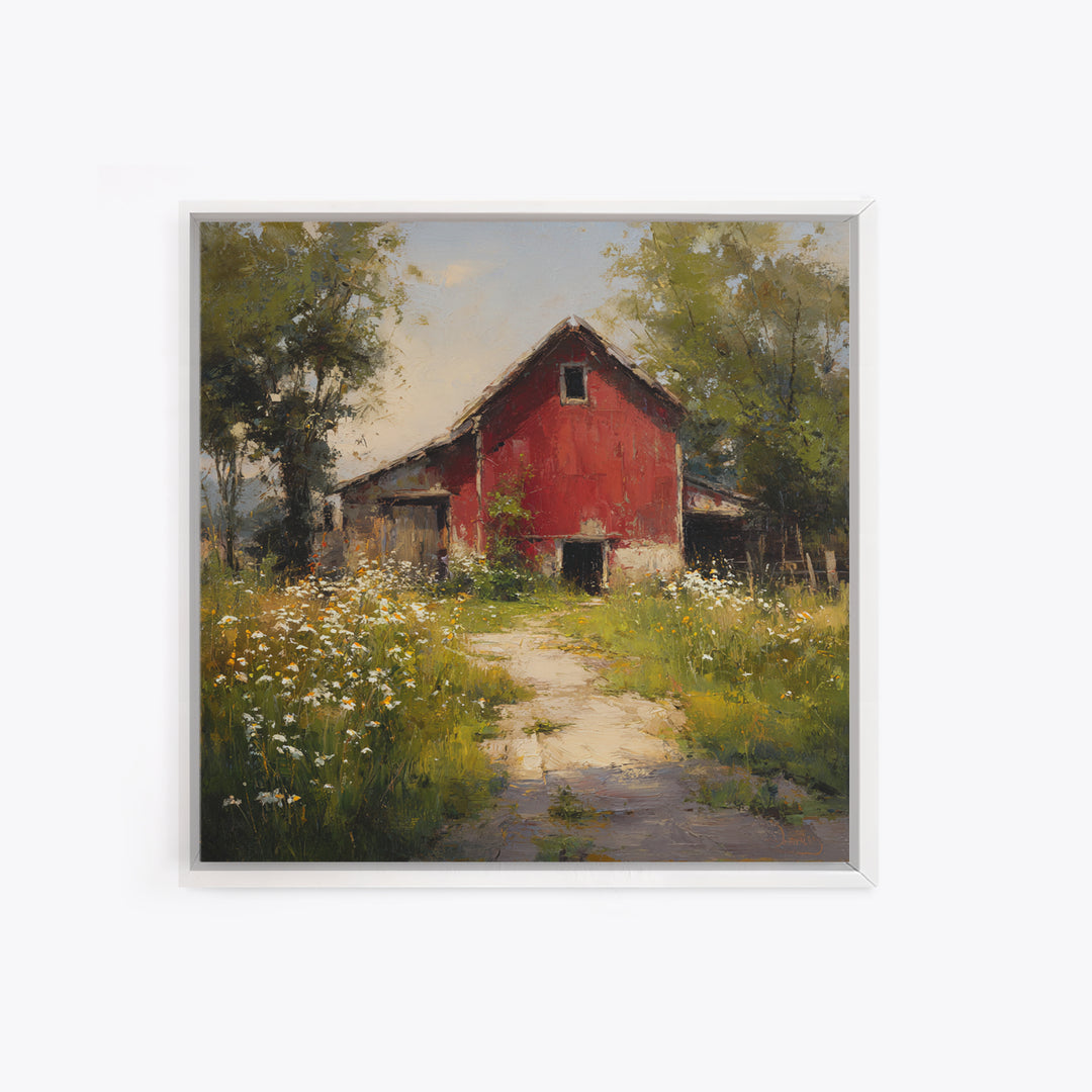 Country Lane with Flickering Sunlight Framed Canvas Print, Impressionist Art, Colorful Wall Art, Living Room Decor, Impression, IMP-1x1-46