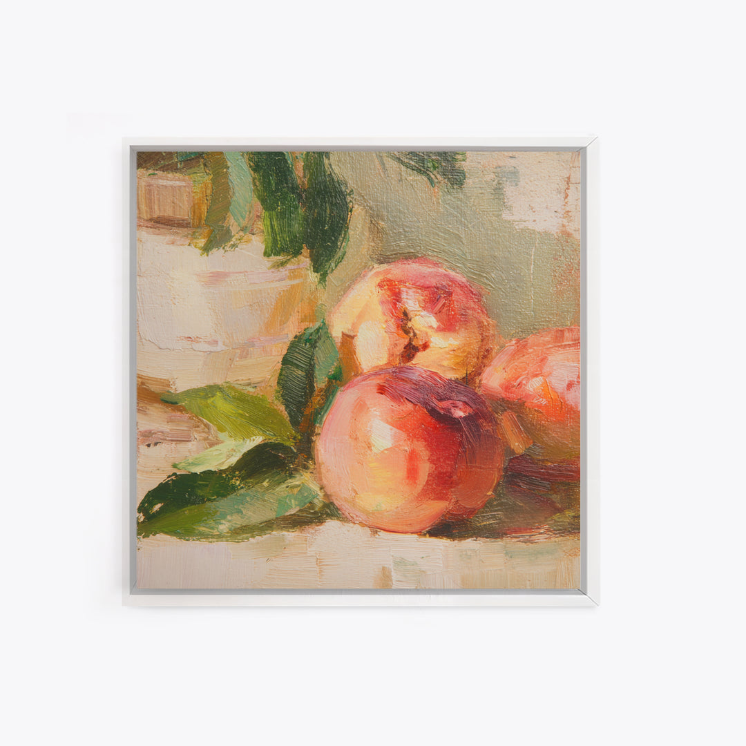 Still Life of Peaches Framed Canvas Print, Impressionist Art, Modern Wall Art, Living Room Decor, Fine Art, Impression, IMP-1x1-47