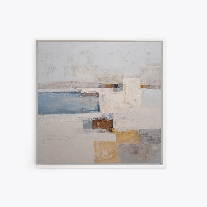 Soft Seaside Cliffs Framed Canvas Print, Impressionist Art, Textured Painting, Living Room Decor, Fine Art, Impression, IMP-1x1-53