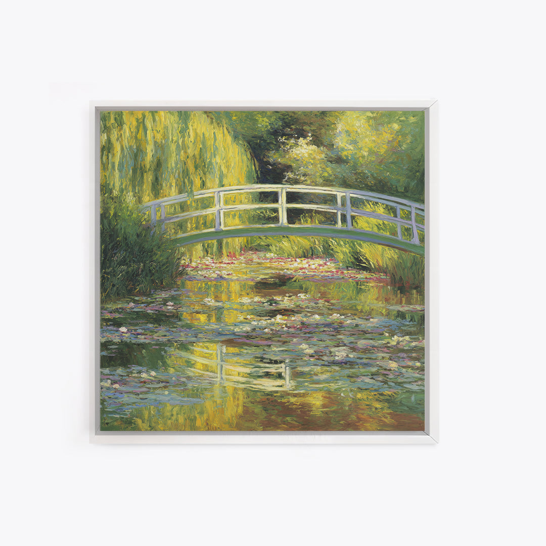 Water Garden Bridge Framed Canvas Print, Impressionist Art, Landscape Art, Living Room Decor, Fine Art, Impression, IMP-1x1-66