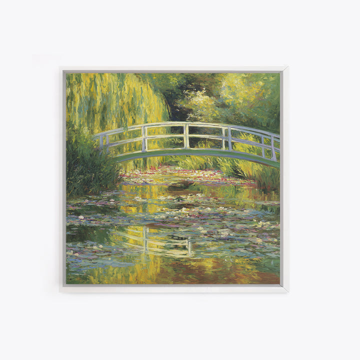 Water Garden Bridge Framed Canvas Print, Impressionist Art, Landscape Art, Living Room Decor, Fine Art, Impression, IMP-1x1-66