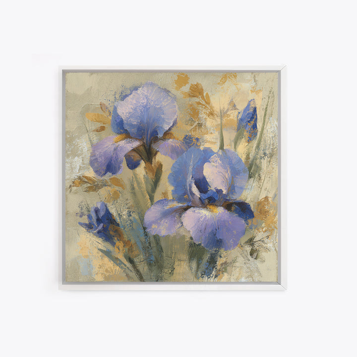 Iris Garden with Blue Violet Strokes Framed Canvas Print, Impressionist Art, Modern Art, Living Room Decor, Oil Painting, IMP-1x1-68
