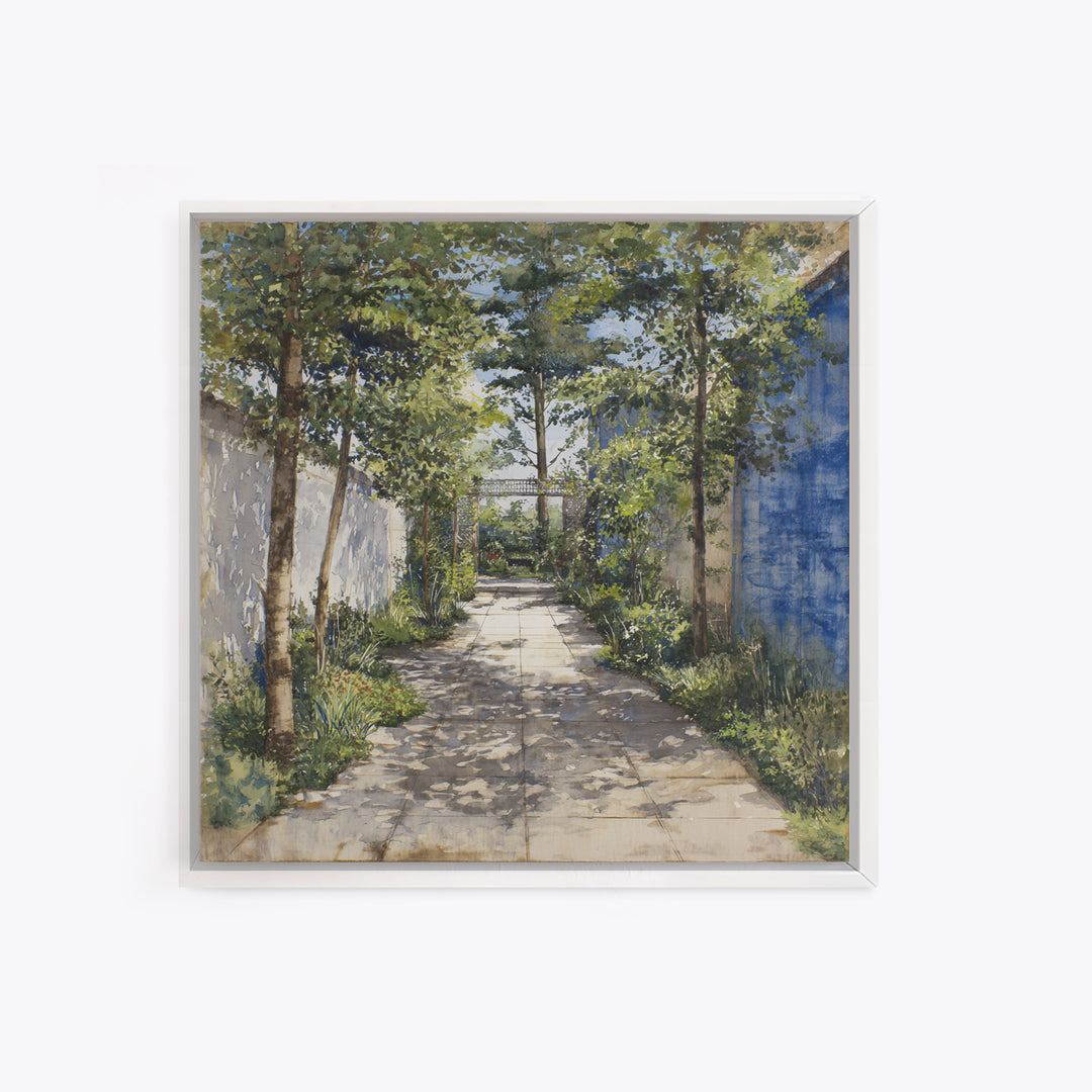 Garden Path Covered Framed Canvas Print, Impressionist Art, Fine Art Print, Living Room Decor, Watercolor Art, Impression, IMP-1x1-74