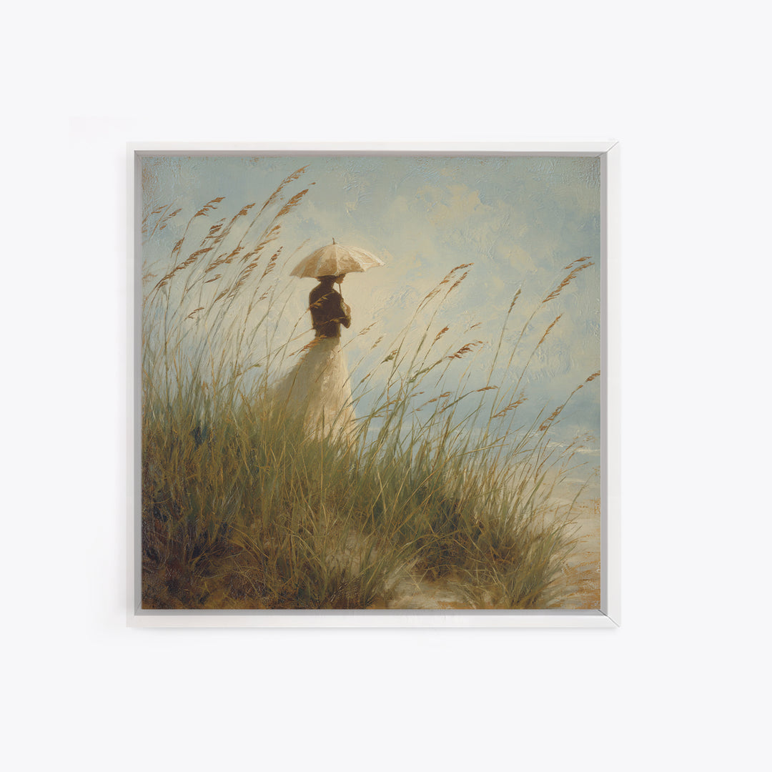 Woman with Parasol in Breezy Meadow Canvas Print, Impressionist Art, Statement Artwork, Living Room Decor, Fine Art, Impression, IMP-1x1-75