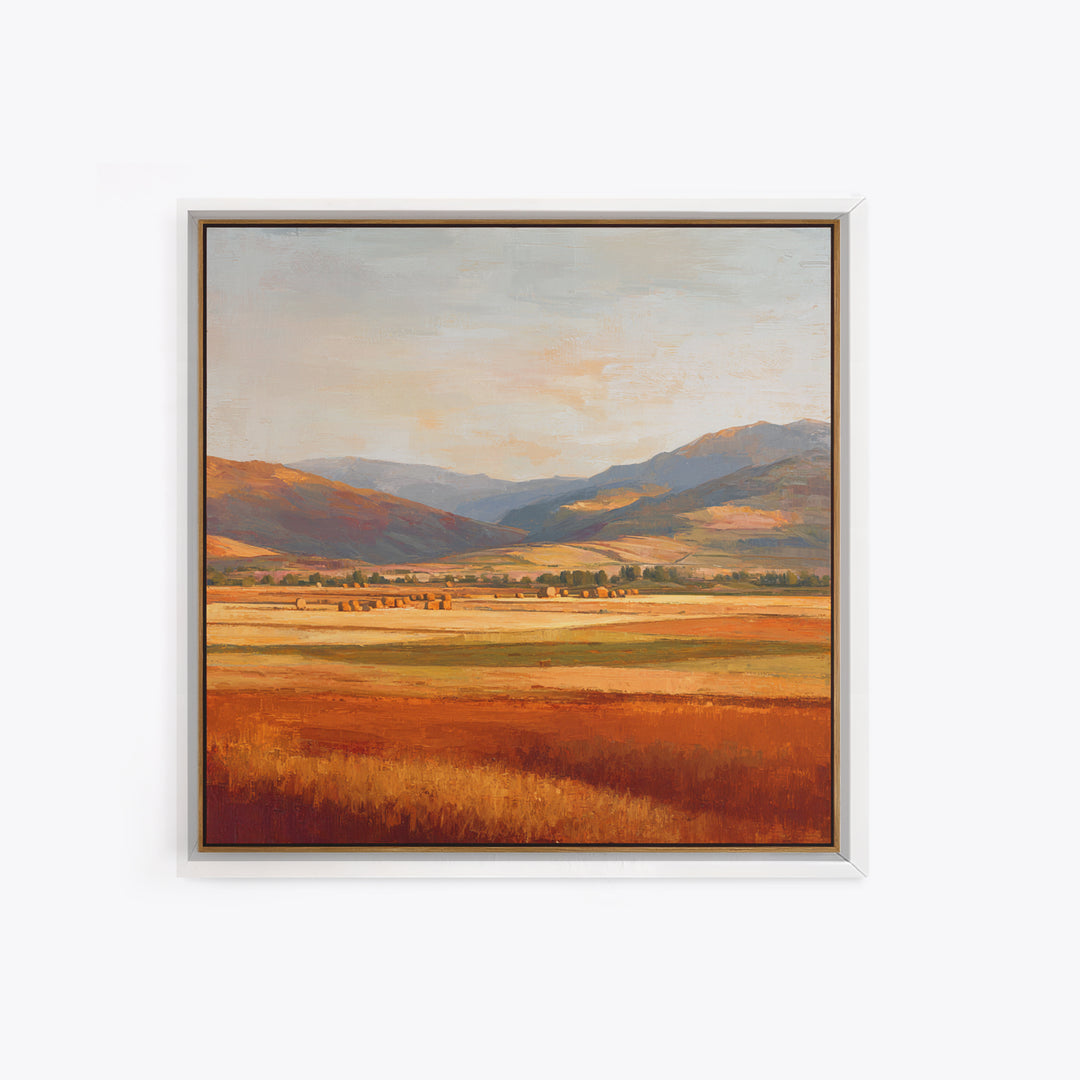Haystacks Glowing at Golden Hour Canvas Print, Impressionist Art, Gallery Wall Art, Living Room Decor, Fine Art, Impression, IMP-1x1-76