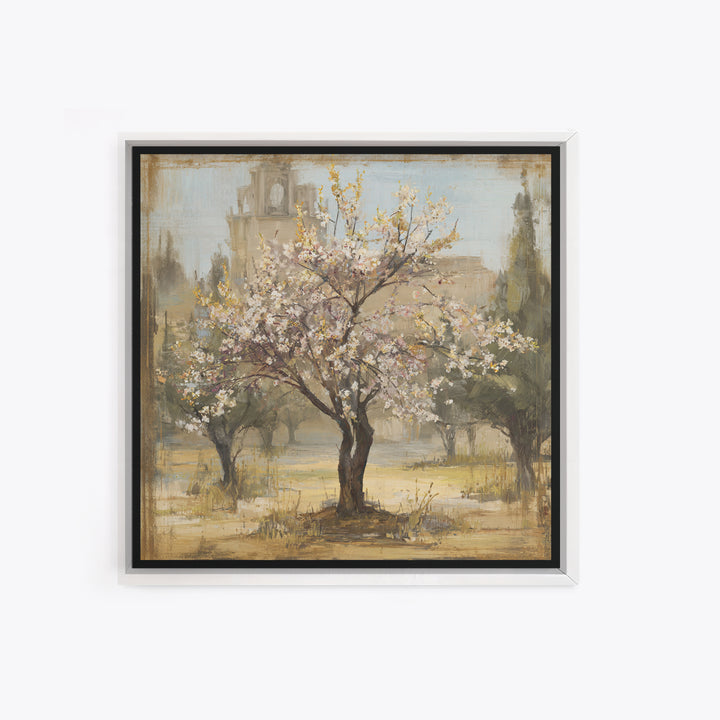 Spring Orchard with Blossoming Trees Framed Canvas Print, Impressionist Art, Statement Artwork, Living Room Decor, Impression, IMP-1x1-78