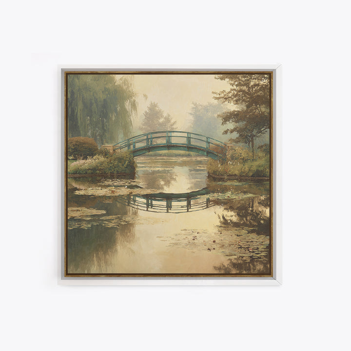 Water Garden Bridge Canvas Print, Impressionist Art, Neutral Decor, Living Room Decor, Oil Painting, Impression, Home Decor, IMP-1x1-90