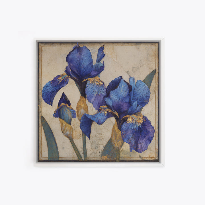 Iris Garden with Blue Violet Strokes Canvas Print, Impressionist Art, Flower Print, Living Room Decor, Watercolor Art, IMP-1x1-92