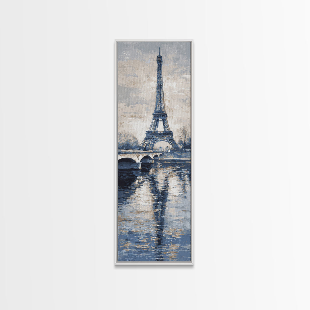 Paris Bridge Reflected Canvas Print, Impressionist Art, Living Room Wall Art, Living Room Decor, Fine Art, Impression, IMP-1x3-43