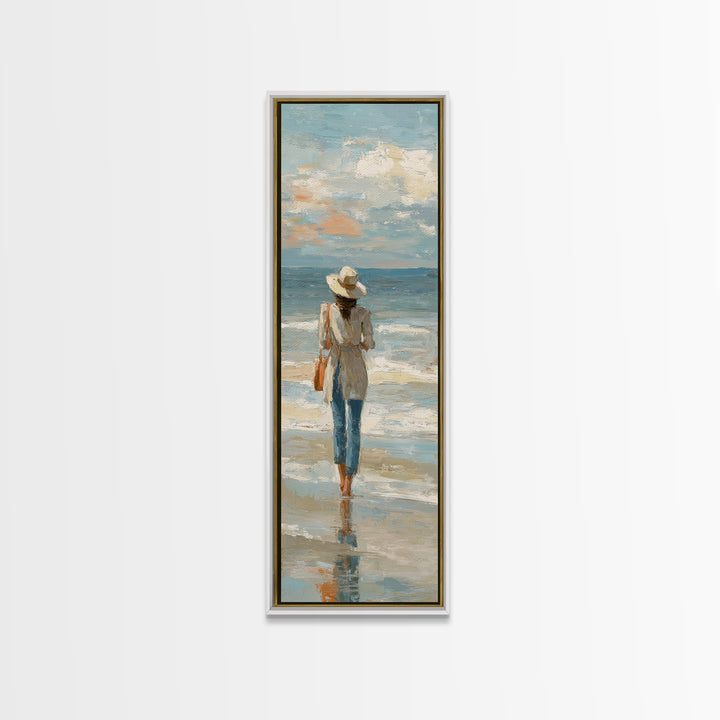 Coastal Beach Figures Canvas Print, Impressionist Art, Floral Wall Art, Living Room Decor, Fine Art, Impression, Fine Art Print, IMP-1x3-55
