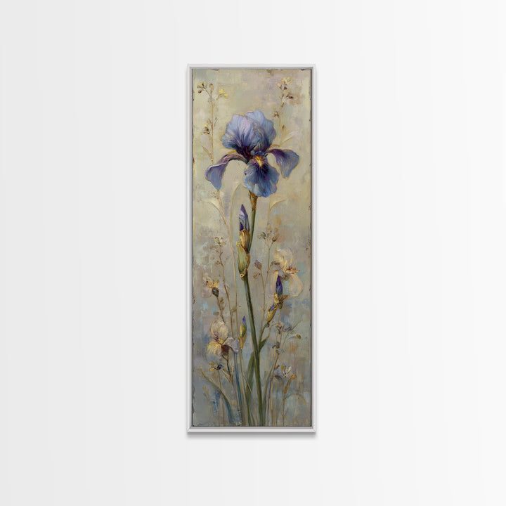 Iris Garden with Blue Violet Strokes Canvas Print, Impressionist Art, Modern Wall Art, Living Room Decor, Fine Art, Impression, IMP-1x3-56