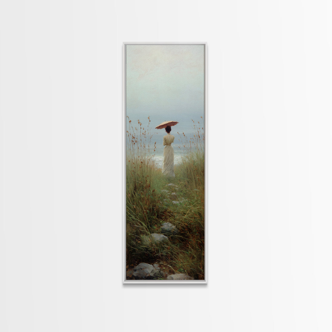 Woman with Parasol in Breezy Meadow Canvas Print, Impressionist Art, Living Room Art, Living Room Decor, Oil Painting, IMP-1x3-63