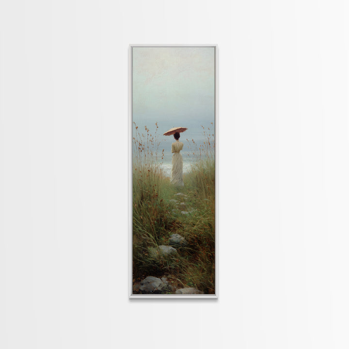 Woman with Parasol in Breezy Meadow Canvas Print, Impressionist Art, Living Room Art, Living Room Decor, Oil Painting, IMP-1x3-63
