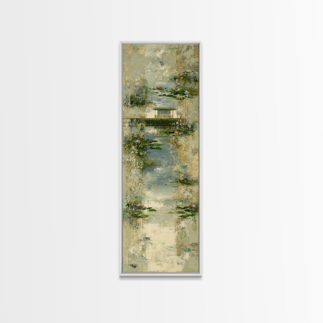 Water Garden Bridge Canvas Print, Impressionist Art, Statement Artwork, Living Room Decor, Fine Art, Impression, Art Print, IMP-1x3-78