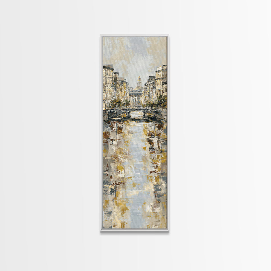 Paris Bridge Reflected Framed Canvas Print, Impressionist Art, Boho Decor, Living Room Decor, Oil Painting, Impression, IMP-1x3-91