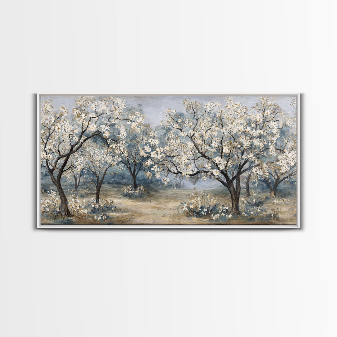 Spring Orchard with Blossoming Trees Canvas Print, Impressionist Art, Living Room Decor, Abstract Art, Impression, IMP-2x1-2
