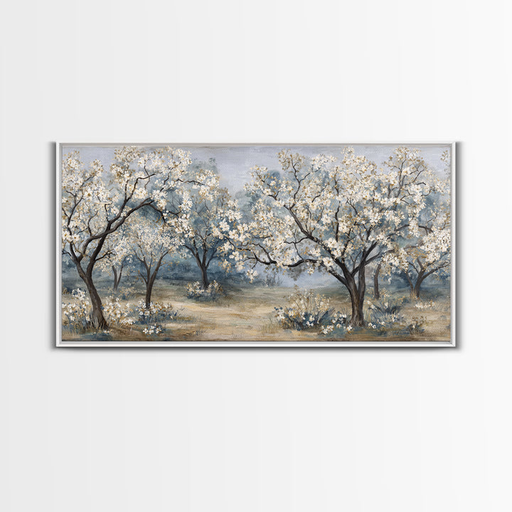Spring Orchard with Blossoming Trees Canvas Print, Impressionist Art, Living Room Decor, Abstract Art, Impression, IMP-2x1-2