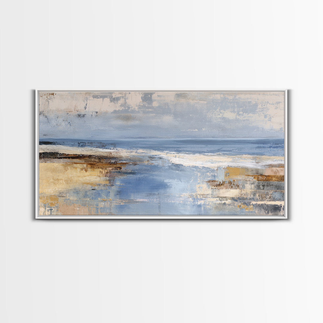 Soft Seaside Cliffs Framed Canvas Print, Impressionist Art, Large Wall Art, Living Room Decor, Impression, Abstract Painting, IMP-2x1-25